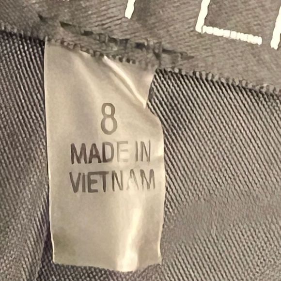 Kasper Cabana Blue Black & White Ikat Open Front Mandarin Collar Blazer Size 8 - Picture 6 of 10